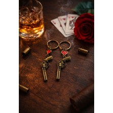 Seymen Bıçakçılık Kalpli Detaylı Tabanca Figürlü Anahtarlık 2’li Set – Metal Konsept Hediyelik Anahtarlık