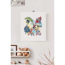 Lilabio Isme Özel Çocuk Odası Kanvas Tablo Süper Kahramanlar (17X21 Cm)