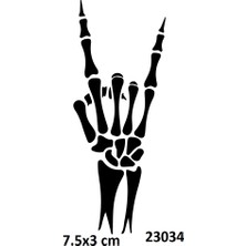 Airbrush Tattoo Rock Işareti Iskelet Yapışkanlı Stencil Süsleme ve Boyama Kalıbı