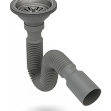 Donau - Çöpmak Kafalı Evye Sifonu (Körüklü) Uzun Vidalı