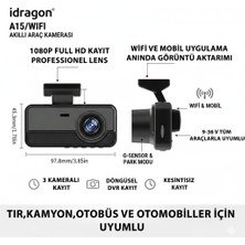 İdragon A15 Wıfı 3 Kameralı Full Hd Araç Kayıt Sistemi - Ön, Iç ve Arka Kamera