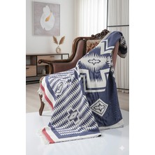 Orbit %100 Pamuk Premium Çok Amaçlı Tv Battaniyesi - 130X170 cm Etnik Desenli Diz Battaniyesi, Yumuşak Doku Piknik Örtüsü ve Dekoratif Yatak Odası Pikesi (650 Gr)