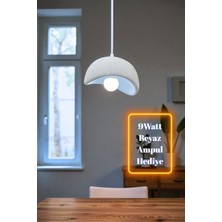 Decory Minimalist Beton Görünümlü Tekli Sarkıt Avize, 22cm Çap Tekli Sarkıt Avize(9W Beyaz Ampul Hediye)
