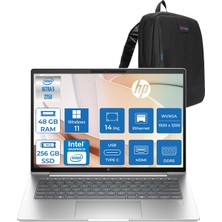 Hp Probook 4 G1I Intel Ultra5 225U 48GB Ddr5 256GB SSD 16" Inch Intel® Grafik Gpu Wuxga (1920X1200) IPS 300NIT WIN11PRO Taşınabilir Bilgisayar D21SQETP16+ZETTAÇANTA