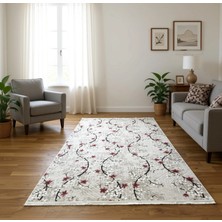 Bademli Halı Lüx Kaymaz Taban Dekoratif Halı 9025 Çiçek Desenli