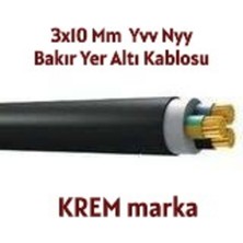 Krem Kerem 3X10 mm Yvv Nyy Bakır Yer Altı Kablosu