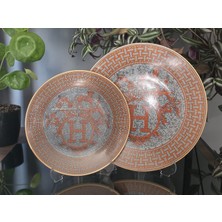 Konyax Pasta ve Servis Tabağı Set 6 Kişilik 12 Parça Honey Turuncu