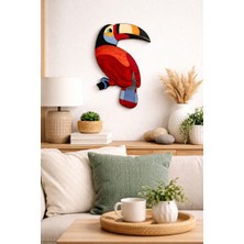 hg home&game Ahşap Tukan Duvar Dekoru – Renkli Tropikal Tasarım (35X21 Cm)