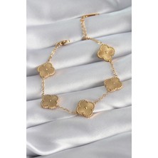 Kaia Life 316L Çelik Gold Renk Yonca Model Işleme Detay Kadın Bileklik
