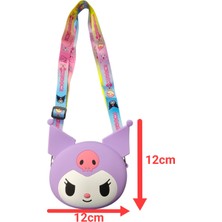 Sanrio Kuromi Kafa Cüzdan Boy Ayarlanabilir Askılı Silikon Çanta