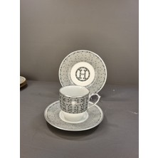 Konyax Honey Gri 4 Parça 2 Kişilik Porselen Türk Kahvesi Fincan Takımı