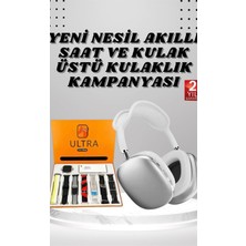 Kulak Üstü P9 Kablosuz Bluetooth Kulaklık ve 7 Kordonlu Akıllı Saat