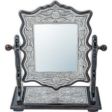 Fumeyabi ​gümüş Çiçek Desenli Kare Çift Taraflı Ayna