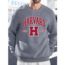 Harvard Est. 1636 Baskılı Erkek Sokak Sweatshirtü Polar Oversize Kazaklar Sonbahar Her Şeyle