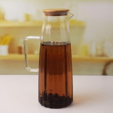 Hype Store Bambu Kapaklı Borosilikat Cam Yağdanlık ve Sürahi | 1000ML (11X26CM) Çok Amaçlı Içecek ve Sıvı Gıda