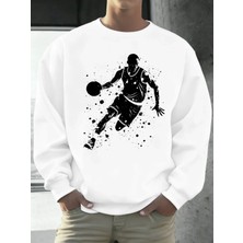 Mükemmel Basketbol Oyuncusu Baskılı Erkekler Kapüşonlu Üst Klasik Sıcak Günlük Kazaklar Rahat