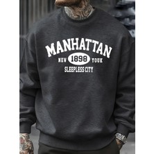 Manhattan New York Sleepless City Desen Erkek Kazak Bisiklet Yaka Günlük Kazak Sonbahar Sokak