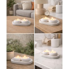 Calmora El Yapımı Beton Ikili Mumluk Seti – Dekoratif Tepsili Mumluk & Organizer