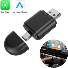 Powermaster PM-27447 Kablosuz Carplay - Android Auto Çevirici Dönüştürücü Adaptör Iki Girişli USB - Type-C