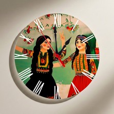 Zerya Jin Jiyan Azadi Yöresel Kadın Tasarımlı Roma Rakamlı Duvar Saati