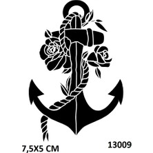 Airbrush Tattoo Güllü Çapa Stencil Süsleme ve Boyama Kalıbı