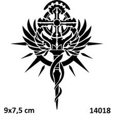 Airbrush Tattoo Haçlı Kanat Yapışkanlı Stencil Süsleme ve Boyama Kalıbı