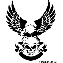 Airbrush Tattoo Kurukafa ve Kartal Yapışkanlı Stencil Süsleme ve Boyama Kalıbı