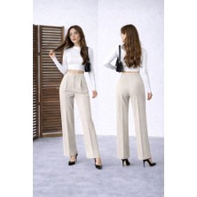 Nidam Butik Kadın Yüksek Bel Double Kumaş Palazzo Pantolon