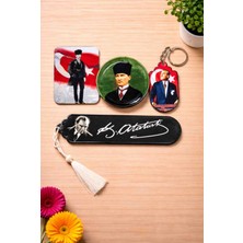 Upeka Atatürk Temalı Özel Seri Kitap Ayracı Anahtarlık Metal ve Kare Magnet Koleksiyonluk Set