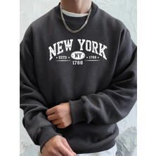 New York Estd 1788 Baskılı Sonbahar Spor Giyim Erkek High Street Polar Kapüşonlu Üst Günlük R