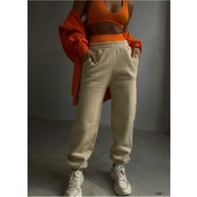 Ckm Moda Pesta Yüksek Kalite Paça Lastikli Kadın Eşofman Bej