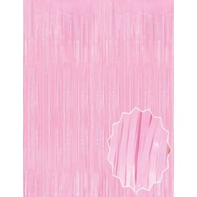Magicool Soft Pembe Püsküllü Kapı Perdesi - Parti, Baby Shower, Cinsiyet Partisi 1x2 M