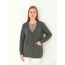 Lanze Anne Düğmeli Dolu Örgü Büyük Beden Triko Hırka 1606