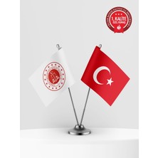 Bilsan Adalet Bakanlığı Ikili Masa Bayrağı Set - Saten Kumaş