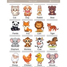 Miray Craft 1 Sayfa Çıkartmalarla Ingilizce Keşfi – Hayvanlar Temalı Eğitici Sticker Sayfası (12×17 Cm)