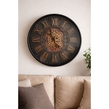 Aatolia Çarklı Duvar Saati 60 cm | Metal Kasa Sessiz Çalışan Roma Rakamlı Ev & Ofis Saat