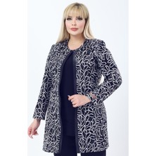 Ladies First Büyük Beden 4054 Lacivert Ceket+Bluz Takım