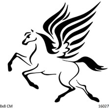 Airbrush Tattoo Kanatlı At Yapışkanlı Stencil Süsleme ve Boyama Kalıbı