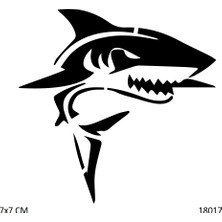 Airbrush Tattoo Vahşi Köpekbalığı Yapışkanlı Stencil Süsleme ve Boyama Kalıbı