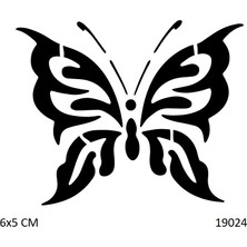 Airbrush Tattoo Desenli Kelebek Yapışkanlı Stencil Süsleme ve Boyama Kalıbı