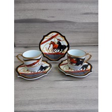 Konyax Hipodrom Porselen 6 Kişilik 12 Parça Türk Kahve Takımı