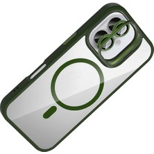 Sh Ticaret Iphone 16 Remim Lensli Magsafe Standlı Kapak - Koyu Yeşil