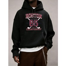 Boston 85 Oyuncular Şampiyonası Desen Erkekler Kapüşonlular Polar Gevşek Kazak Tüm Maç Trendy