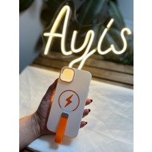 Ayis Aksesuar Iphone 15 Plus Uyumlu Kayış Tutacaklı Magsafe Beyaz