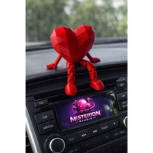 MisterionStudio Sevimli Kırmızı Kalp Araç Içi Süsü -Torpido Süsü Flexi Kırmızı Kalp