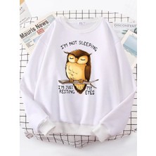 Ben Sadece Benim Gözler Dinlenme Baykuş Kadınlar Hoodie Harajuku Polar Hoody Moda Bisiklet Ya