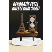 Shoplet Buğz Retro Eyfel Kulesi ve Kum Saati Dekoratif Ahşap Görünümlü Masa Biblosu