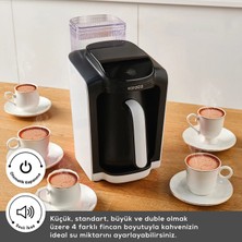 Karaca Su Hazneli ve Sesli Ikazlı Türk Kahvesi Makinesi Beyaz Hatır Otomatik