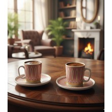  2'li porselen kahve fincan takımı hediyeliksunumluk ıkramlık 4 parça