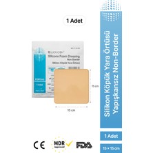 Luofucon Silikon Köpük Yara Örtüsü Non-Border 15 x 15 cm | Yapışmaz, Kesilebilir, Ağrısız Pansuman